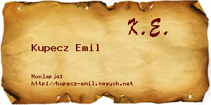 Kupecz Emil névjegykártya